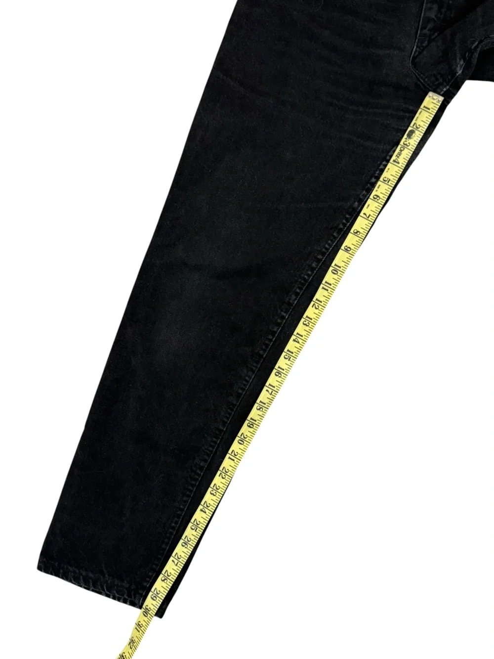 VTG 90s Lee Black Jeans Tapered High Rise USA 30x32 Faded Mens Denim Fits 27x30